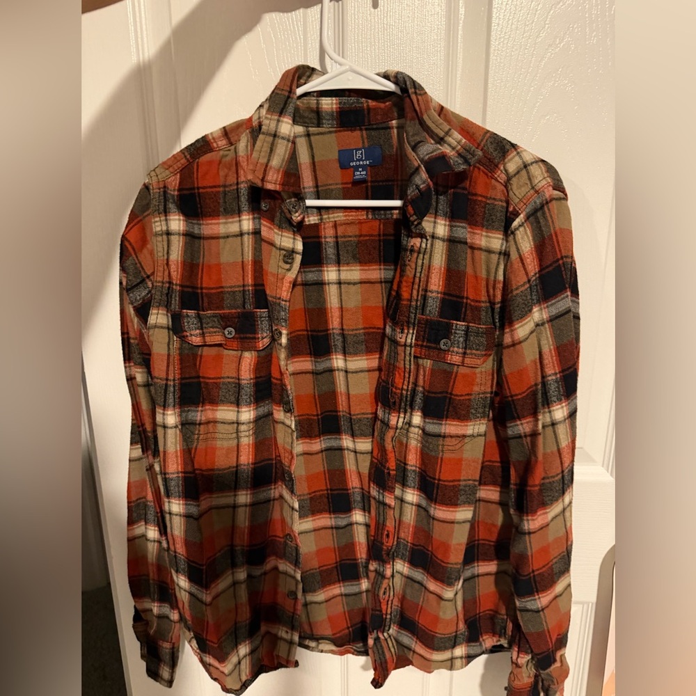 George Orange and Tan Checkered Shirt